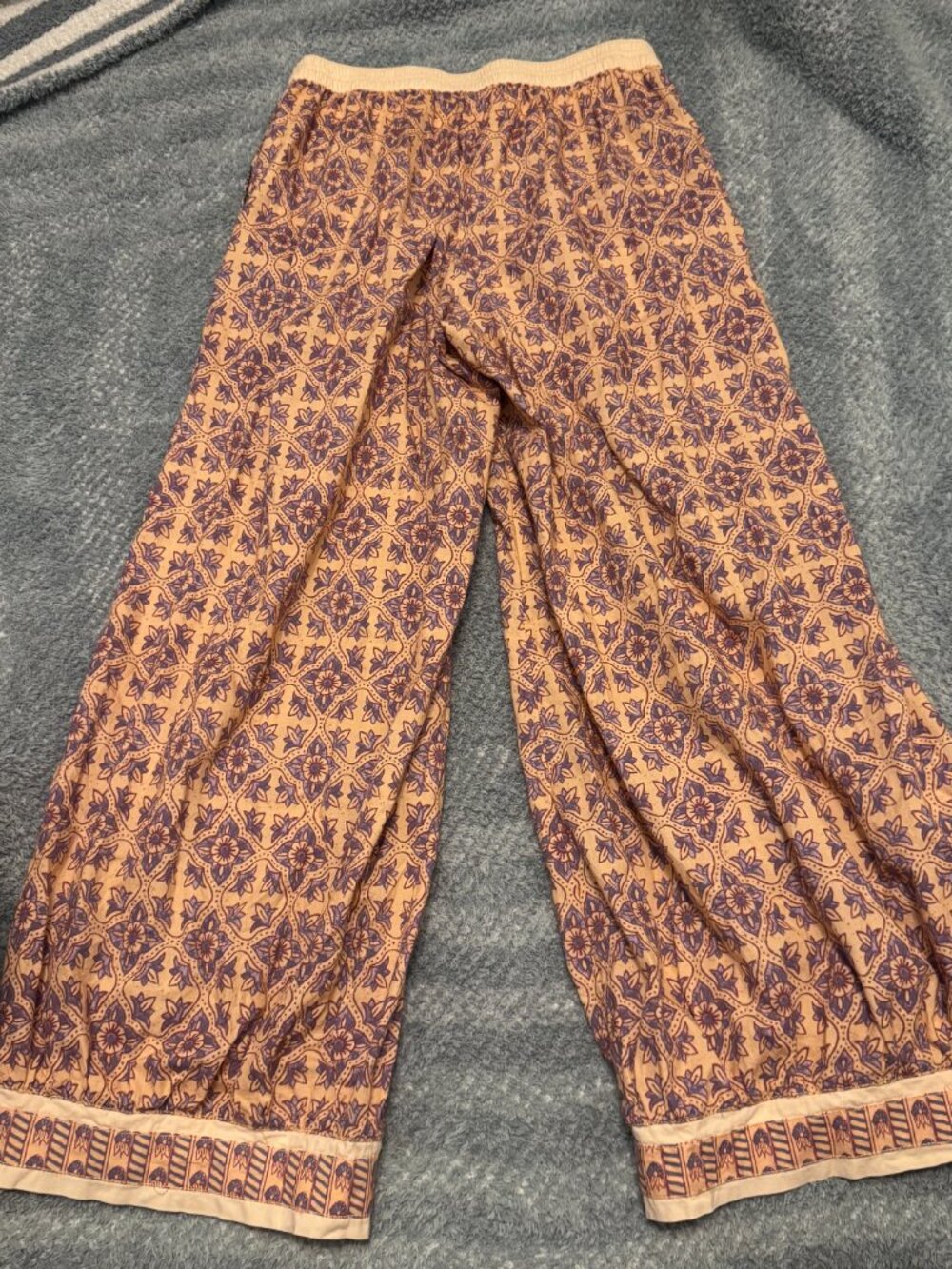 Free People Laurel Canyon Pants Medium Boho Flare Cotton EUC $128 - Picture 5 of 11